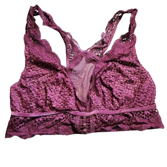 Victoria's Secret Burgundy Lacey Razorback Bralete Size Medium - Picture 1 of 7
